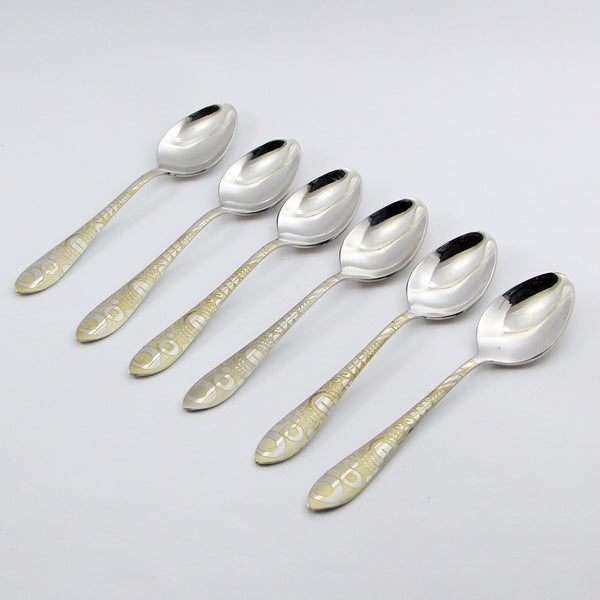 6 Pieces Stainless Steel Tea Spoons Set - D04 - Home Sneaks