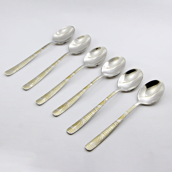 6 Pieces Stainless Steel Tea Spoons Set - D05 - Home Sneaks