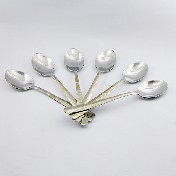 6 Pieces Stainless Steel Tea Spoons Set - D05 - Home Sneaks