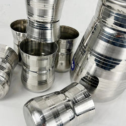 7 Pieces Pure Stainless Steel Water Set [6 Glass and 1 Jug] D2