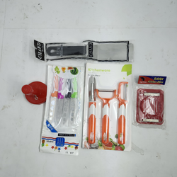 Pack of 11 Pieces Kitchen Utility Set - Kabab Maker, Egg Slicer, Fruit Cutting Knifes, Peele & Turner