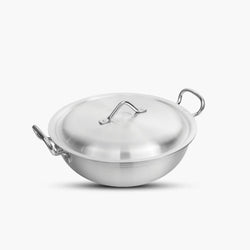 Heavy Gauge Aluminum Metal Finish Wok/Karahi with Fixed Knob – The Ultimate Cooking Essential for Every Kitchen