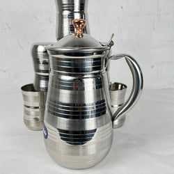 7 Pieces Pure Stainless Steel Water Set [6 Glass and 1 Jug] D2