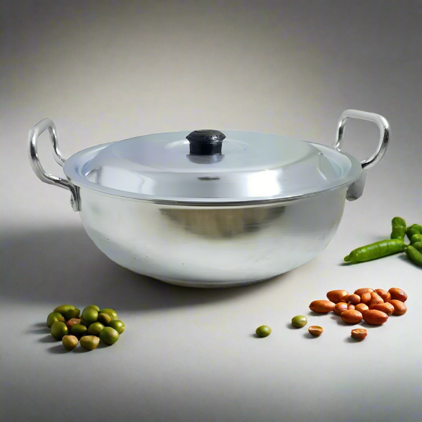 Heavy Gauge Aluminum Metal Finish Wok/Karahi with Bakelite Knob – The Ultimate Cooking Essential for Every Kitchen