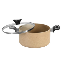 Non Stick Marble Coated Casserole (Begona/Degchi) with Glass Lid - Beige