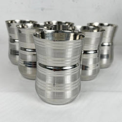 7 Pieces Pure Stainless Steel Water Set [6 Glass and 1 Jug] D2