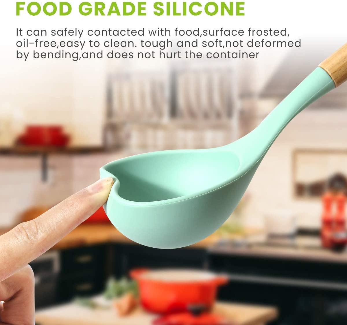 Premium Quality 11 Pieces Kitchen Utensil Set Cooking Utensils Tool Set with Plastic Utensil Holder, Non-stick Silicone and Heat Resistant Wooden Utensils – Imported