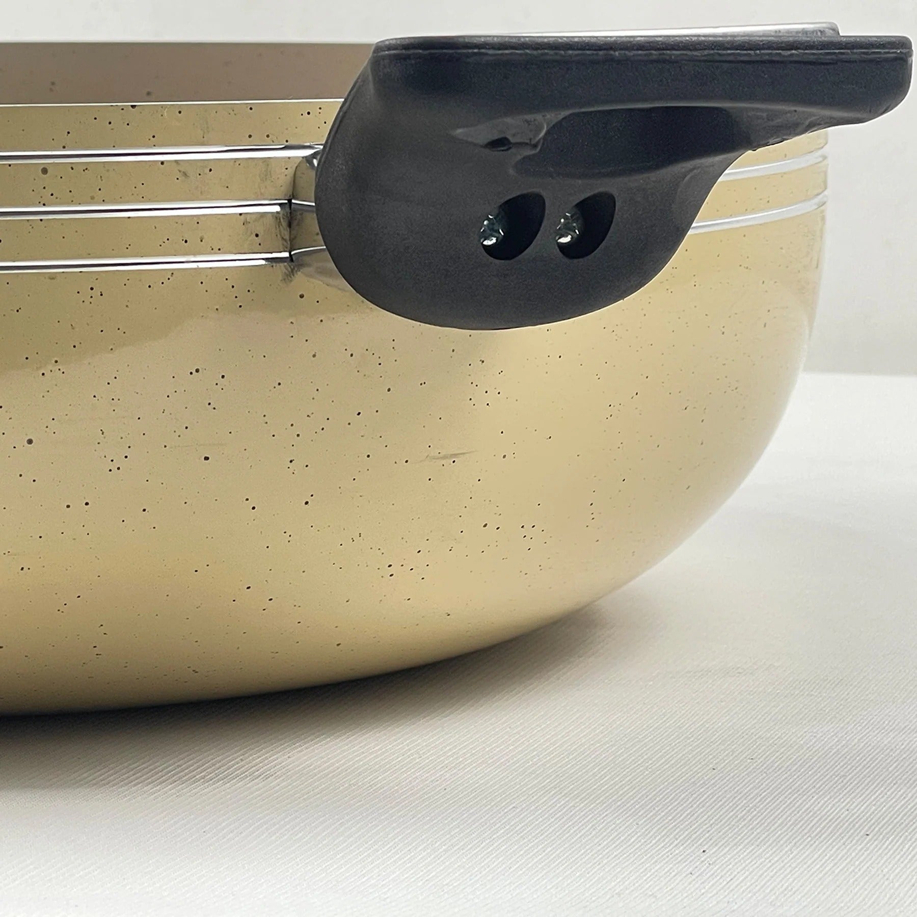 Prestige Pro Cook Non Stick Marble Coated Wok (Karahi) with Glass Lid - Beige