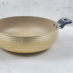 Prestige Pro Cook Non Stick Marble Coated Wok (Karahi) with Glass Lid - Beige
