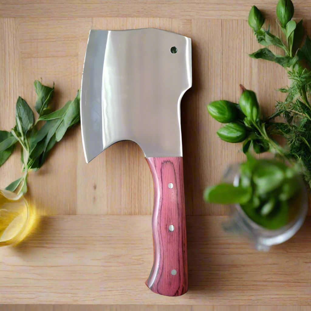 Stainless Steel Axe Chopper Chef Kitchen Knife with Wood Handle