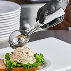 Stainless Steel Ice Cream & Cookie Scoop – Portion Control Disher with White Handle