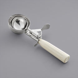 Stainless Steel Ice Cream & Cookie Scoop – Portion Control Disher with White Handle